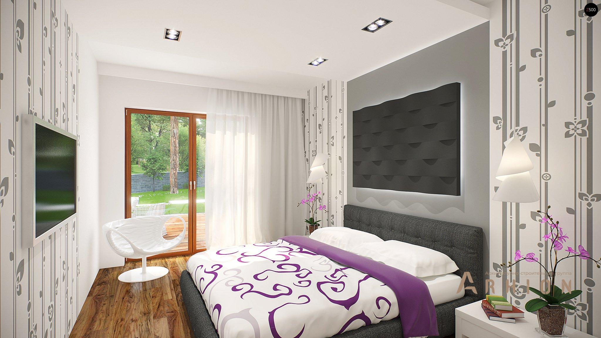 6. Проект одноэтажного дома в стиле минимализм с плоской кровлей , Zx102 GP, площадью - 143 кв c терассой, гаражом